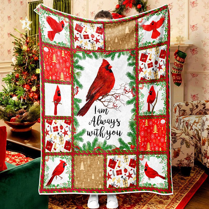 Cardinal Red Celebrates Christmas  Christmas Gift Fleece Sherpa Blanket