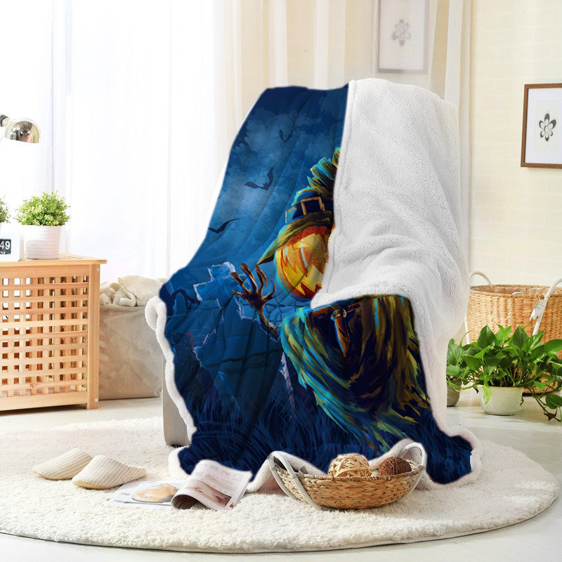 Halloween Cartoon Pumpkin Ghost Dark Castle Halloween Blanket