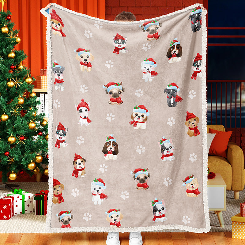 Puppy Portrait Cartoon Blanket