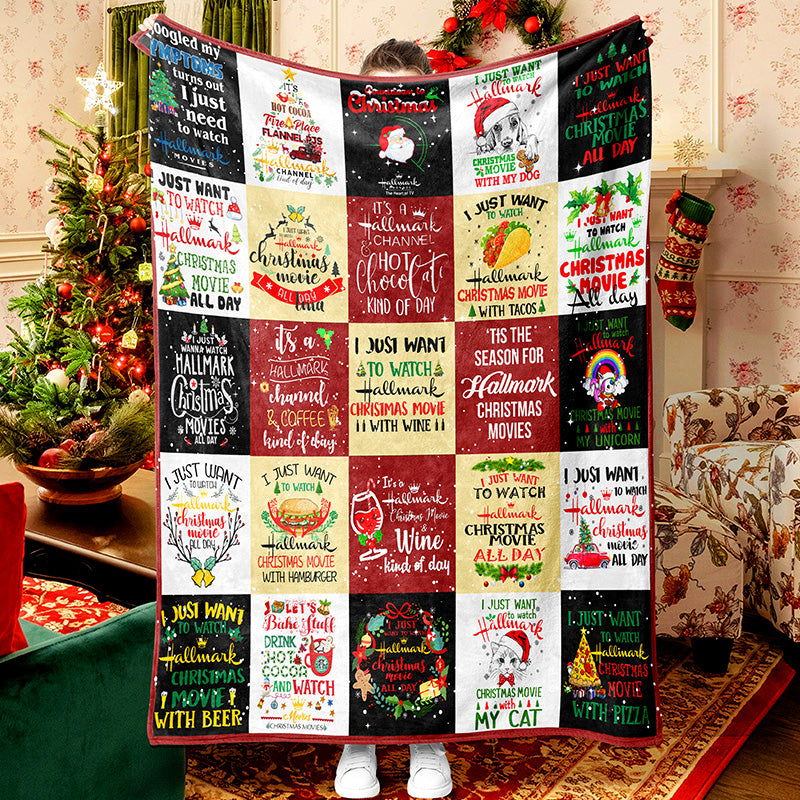 Christmas Text Square Mosaic Christmas Elements To Celebrate Christmas Hallmark Fleece Sherpa Blanket