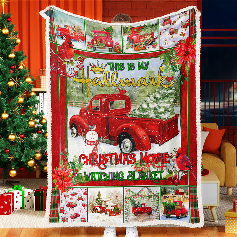 Red Truck Christmas Tree Celebrating Christmas Fleece Sherpa Blanket Snowman Quilt