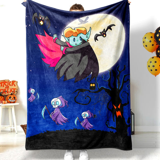 Halloween Cartoon Moon Night Vampire Dark Halloween Blanket