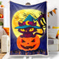 Halloween Cartoon Black Cat Pumpkin Tombstone Moon Halloween Blanket