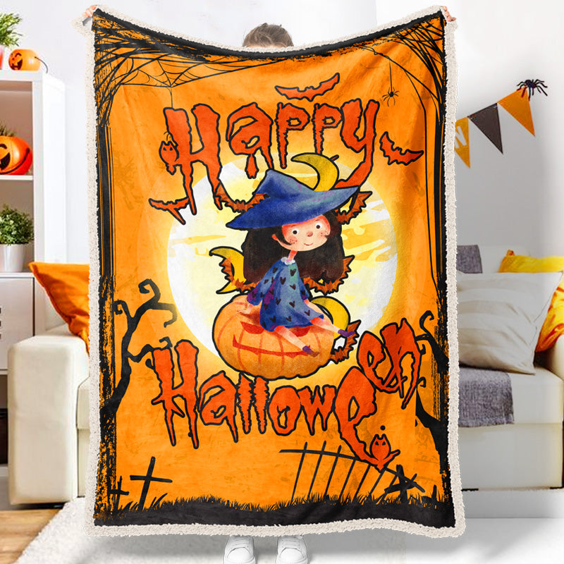 Halloween Cartoon Cute Witch Happy Halloween Halloween Blanket