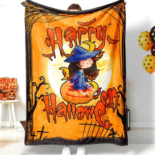 Halloween Cartoon Cute Witch Happy Halloween Halloween Blanket