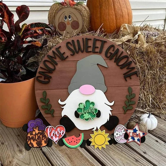 Cute Gnome Interchangable Welcome Door Hanger
