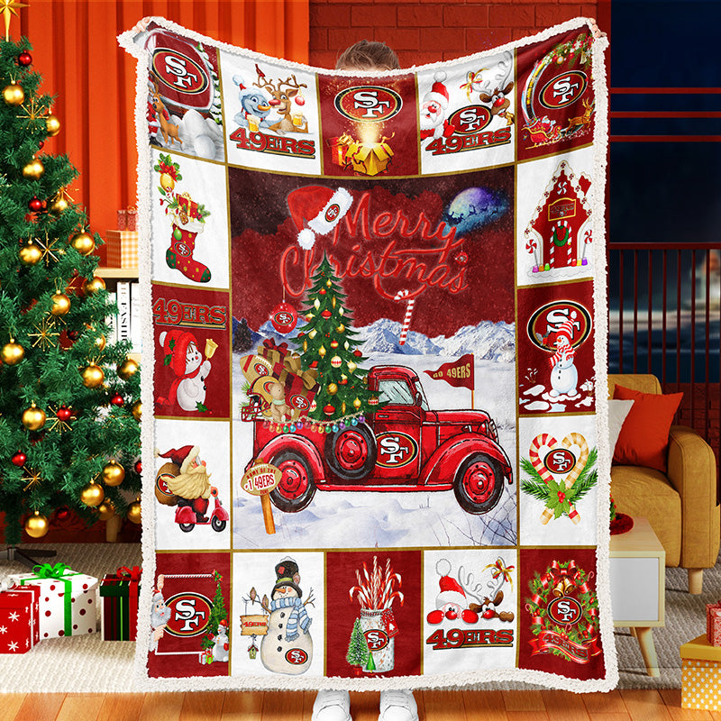 Christmas Truck Christmas Tree Sherpa Fleece Blanket Snowman Quilt