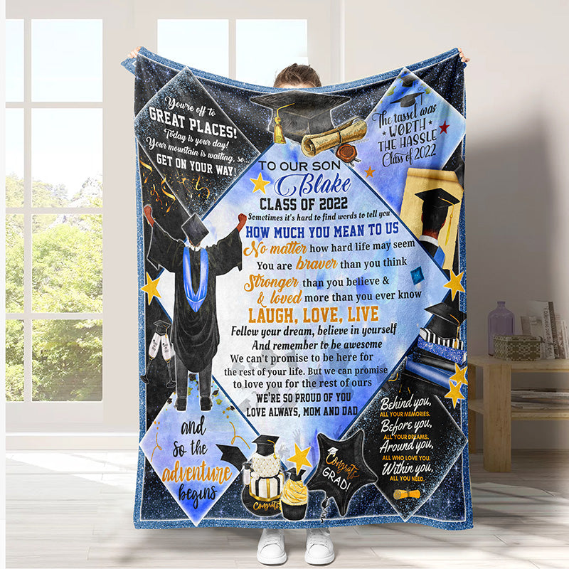 Personalized Blanket To Our Son Celebrate Graduation Blanket