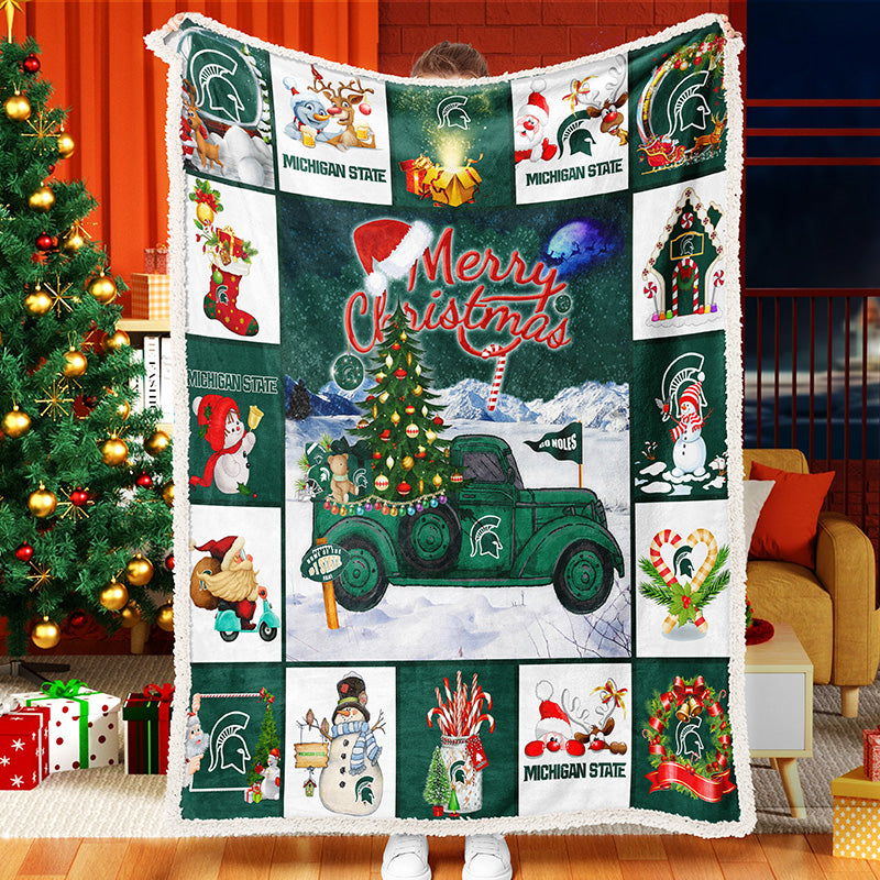 Green Christmas Truck Christmas Tree Snowman Christmas Stockings To Celebrate Christmas Fleece Sherpa Blanket Snowman Quilt