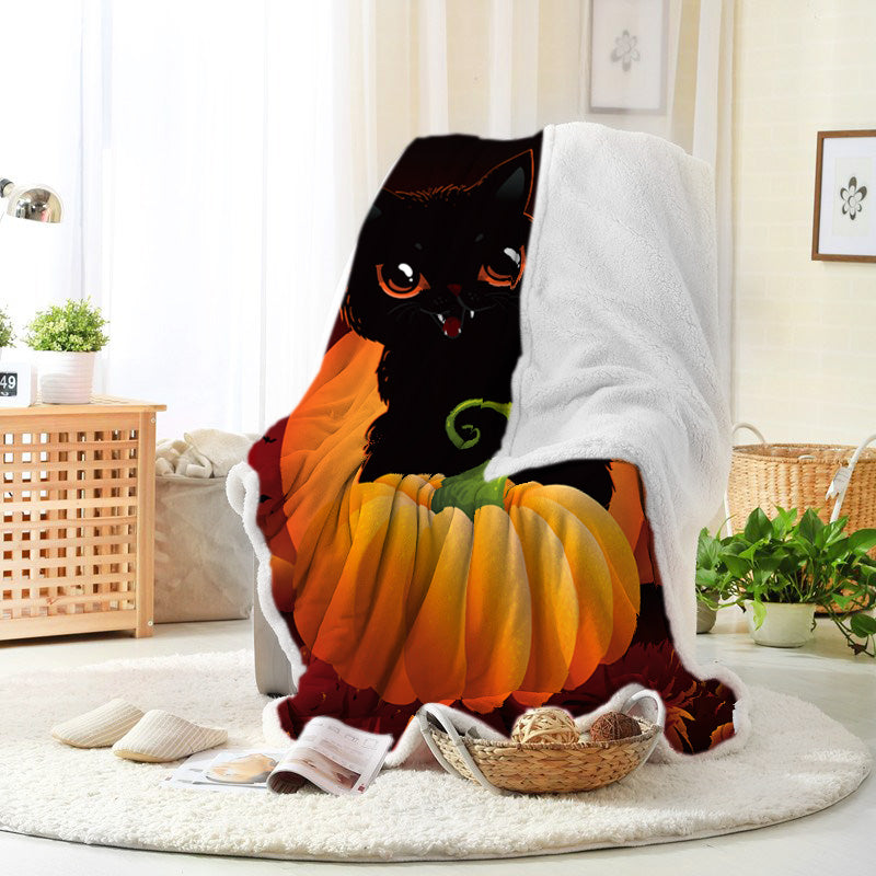 Halloween Black Cat Pumpkin Trick Or Treat Halloween Pumpkin Blanket