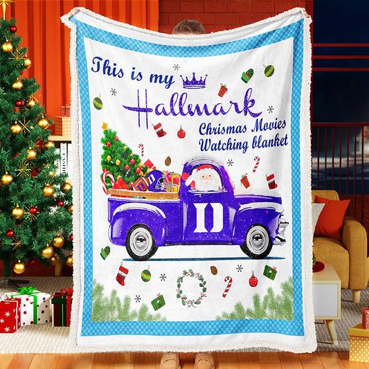 Purple Truck Christmas Throw Blanket Fleece Sherpa Blanket