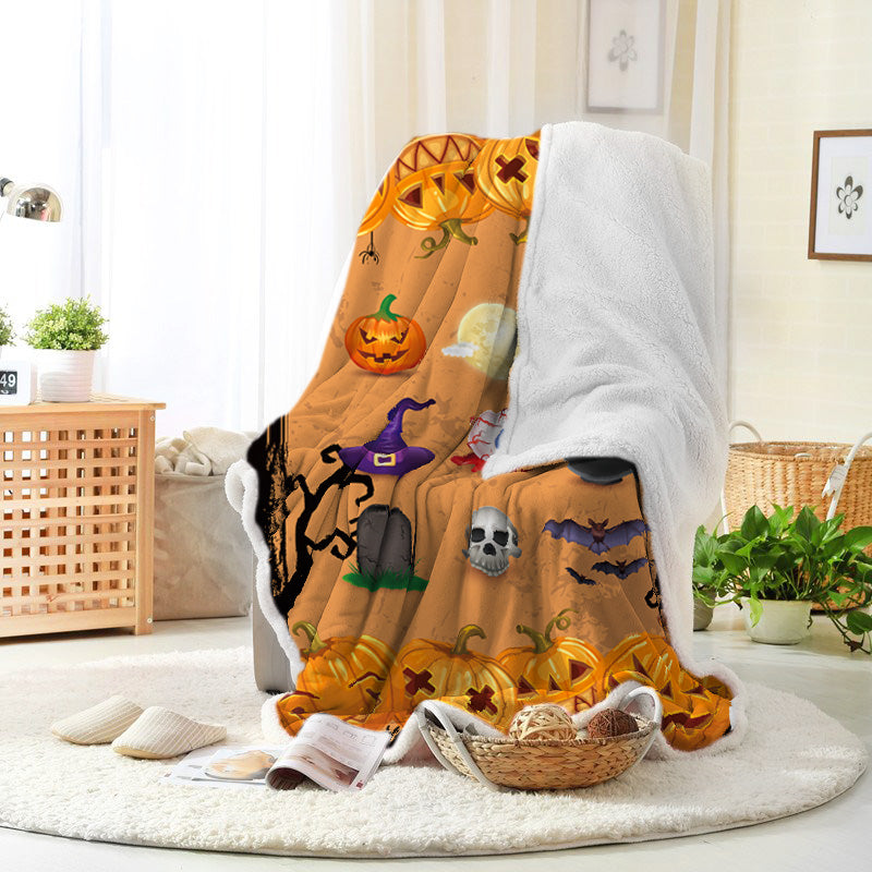 Halloween Cartoon Halloween Pumpkin Skull Tombstone Halloween Elements Halloween Blanket