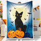 Halloween Black Cat Scary Cartoon Bat Halloween Blanket