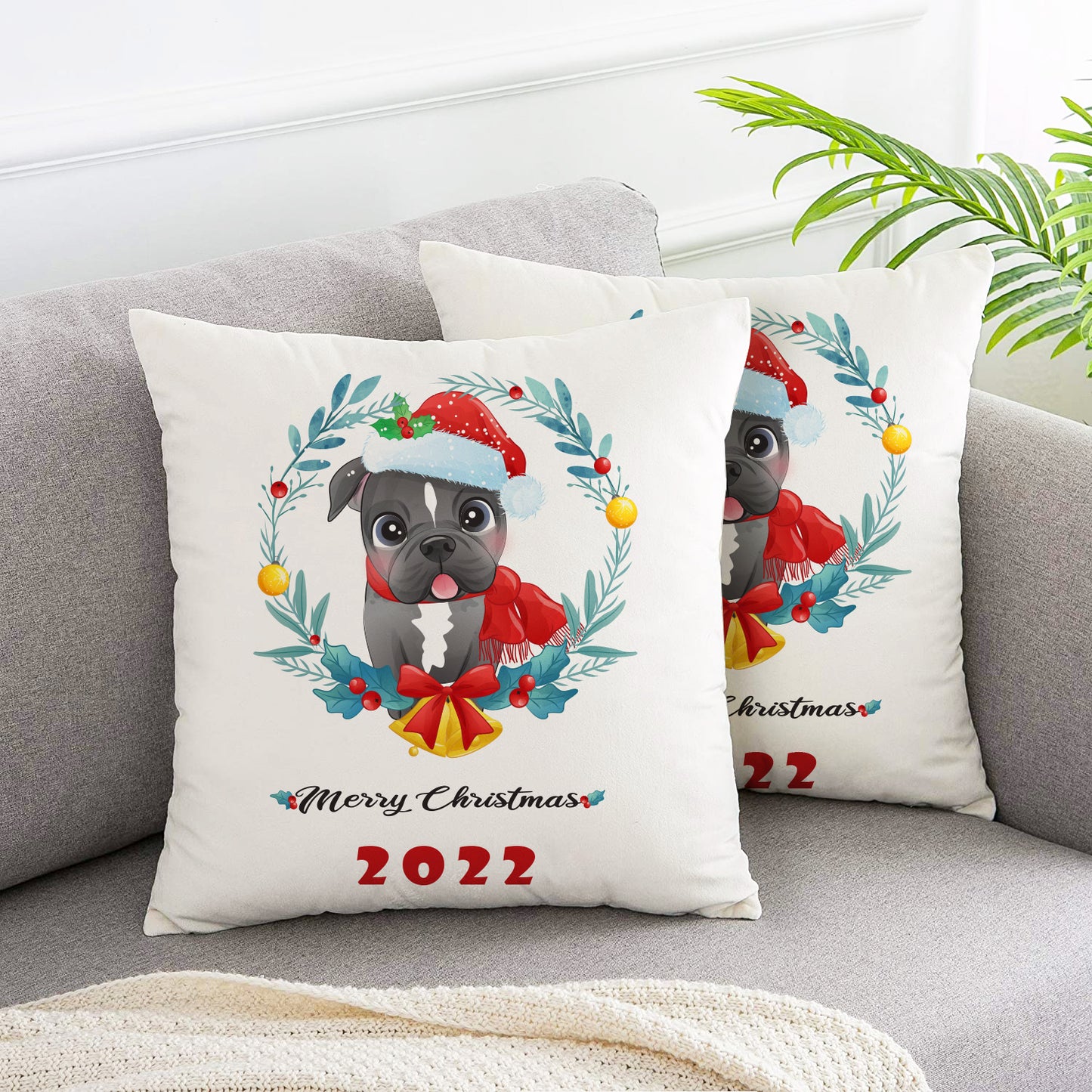 Santa Hat Pet Christmas Memorial pillow covers 2pcs