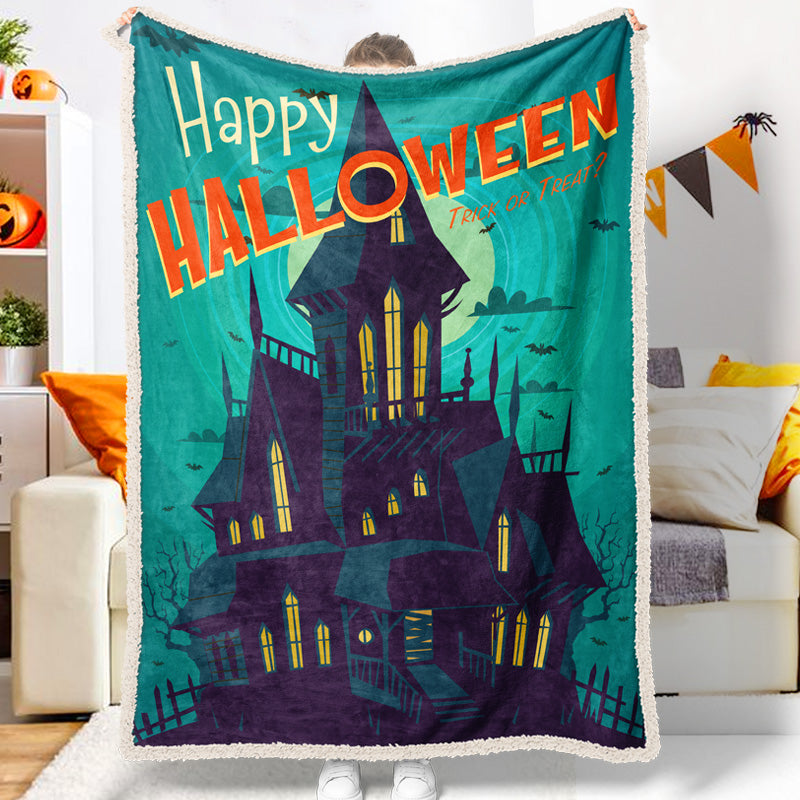 Halloween Dark Castle Happy Halloween Blanket