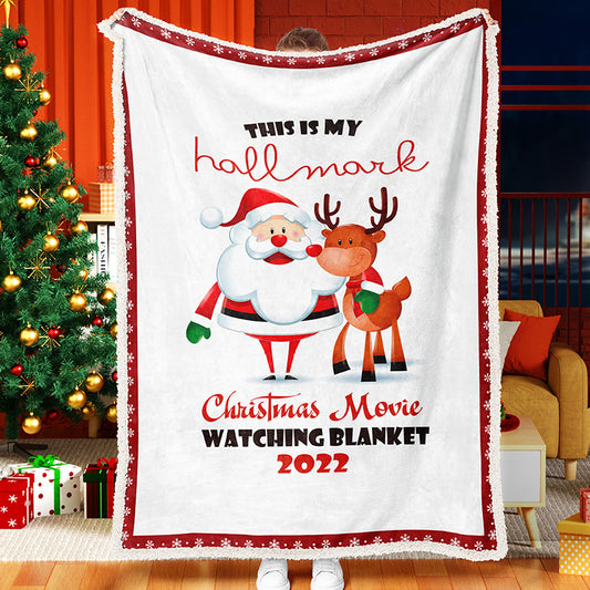 Santa With Elk Celebration Blanket