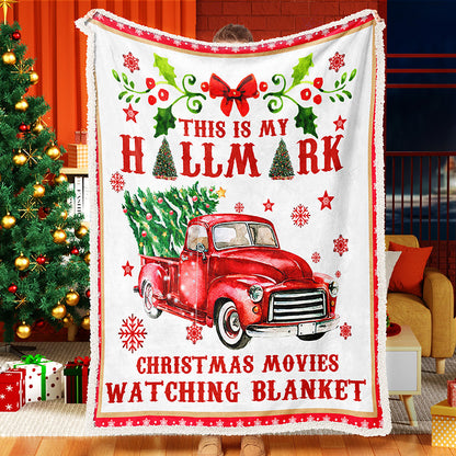 Red Truck Christmas Christmas Tree Throw Blanket Fleece Sherpa Blanket