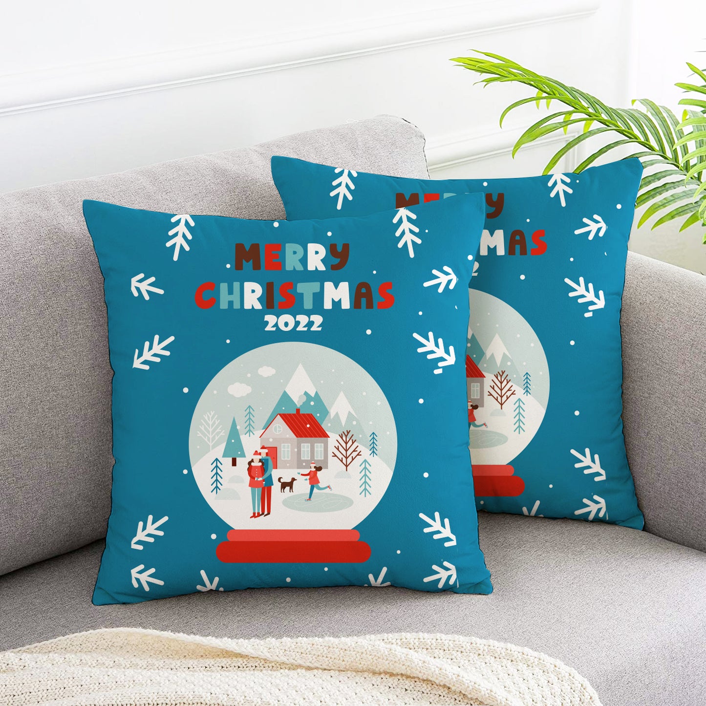 Sweet Home Christmas Celebration pillow covers 2pcs