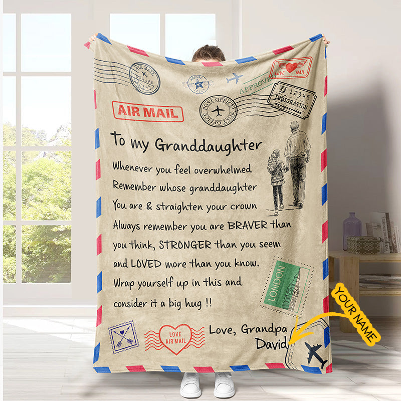 Personalized Blanket To Granddaughter You Are Braver Than You Think Love Grandpa