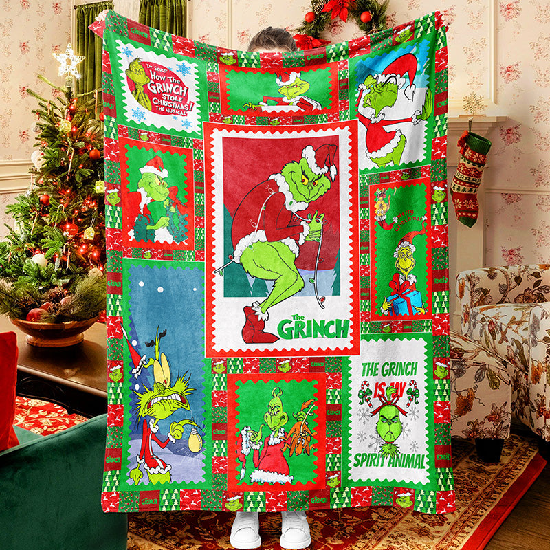 Grinch Animation Grinch Spirit Animal Throw Blanket Fleece Sherpa Blanket Grinch That Stole Christmas