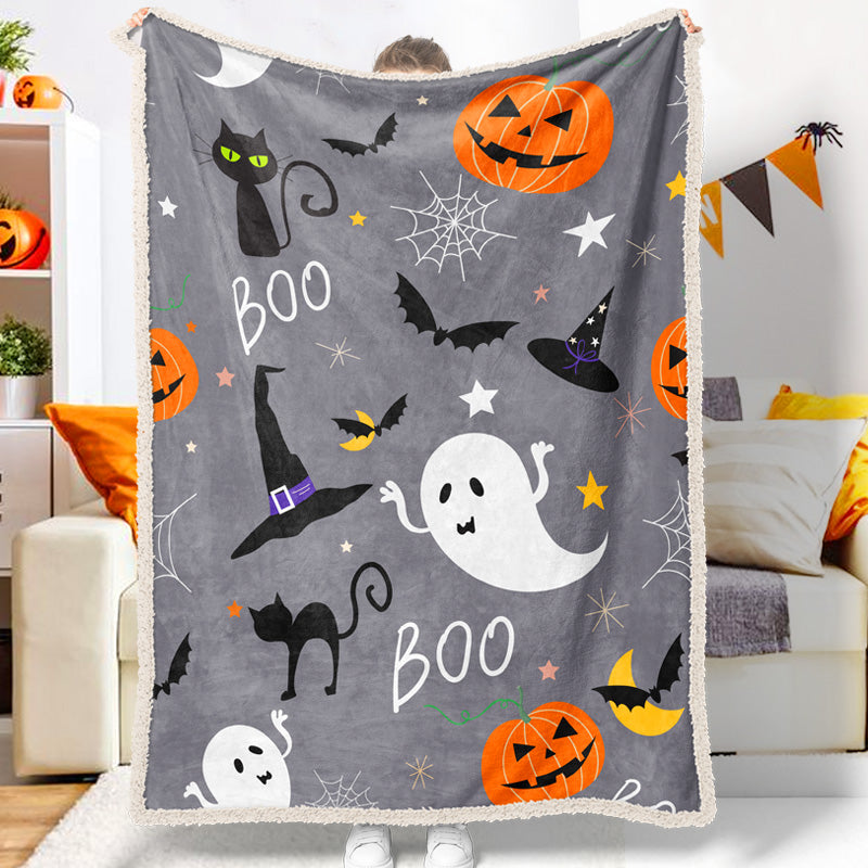 Halloween Ghost Black Cat Pumpkin Halloween Blanket