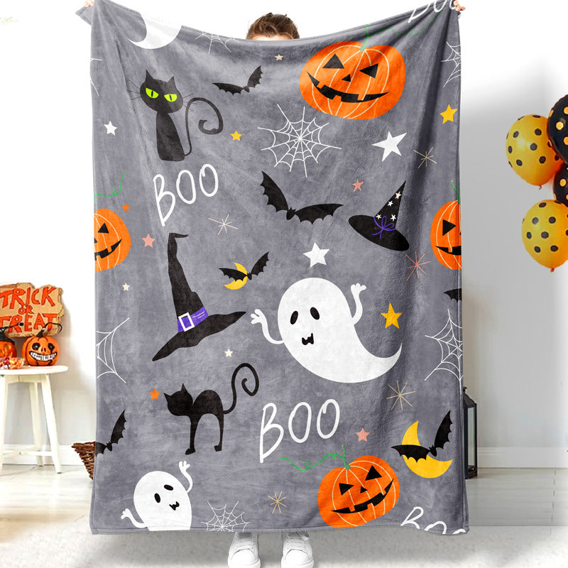 Halloween Ghost Black Cat Pumpkin Halloween Blanket