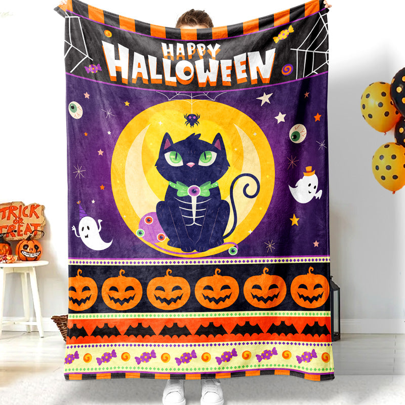 Halloween Black Cat Pumpkin Candy Halloween Blanket