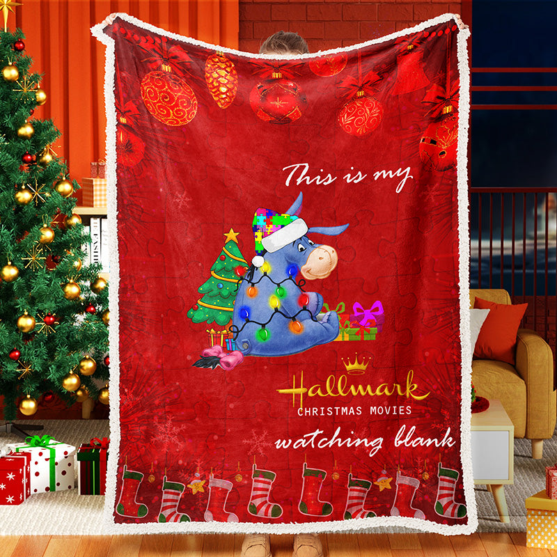 Donkey Light Christmas Tree Gift Blanket For Watching Movie Throw Blanket Fleece Sherpa Blanket