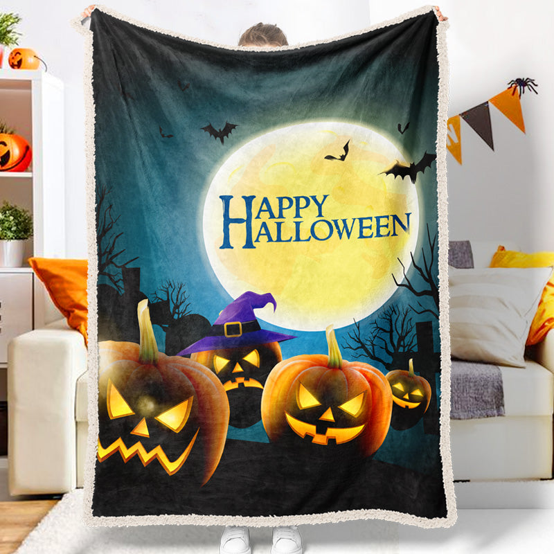 Halloween Horror Pumpkin Moon Happy Halloween Blanket