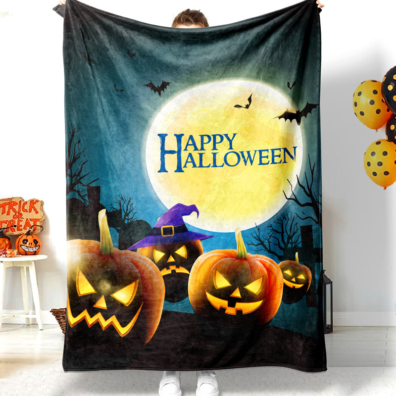 Halloween Horror Pumpkin Moon Happy Halloween Blanket