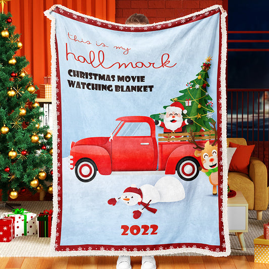 Santa With Truck Celebration  Blanket Snowman Quilt