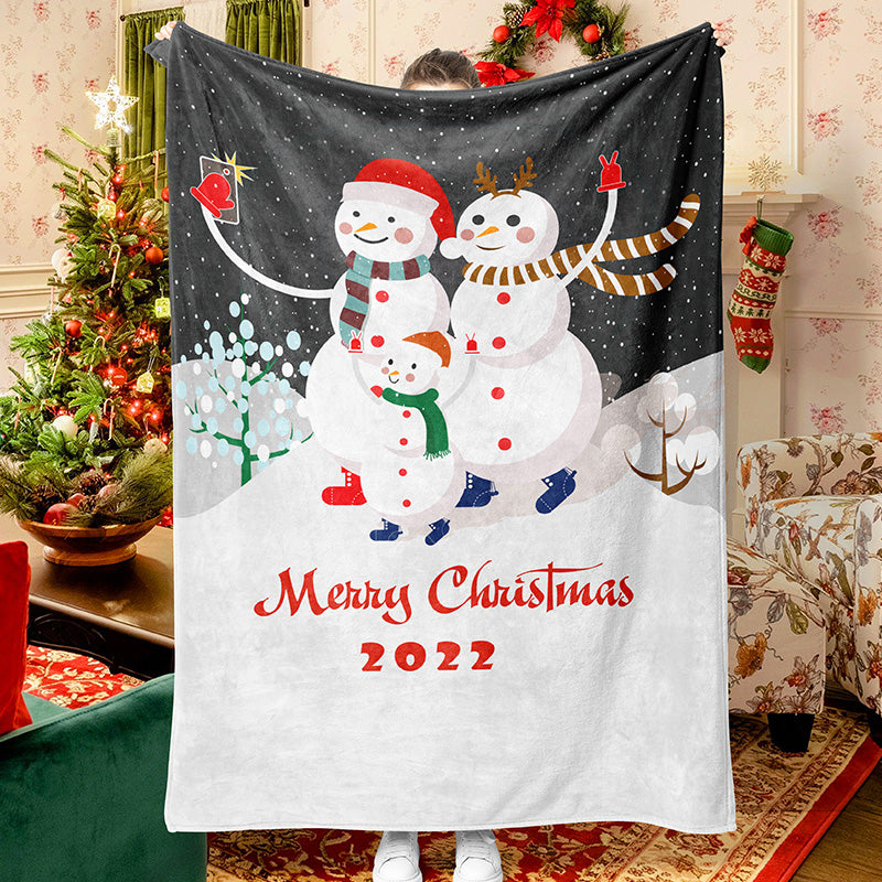 Snowman Family Christmas Blanket Snowman Quilt