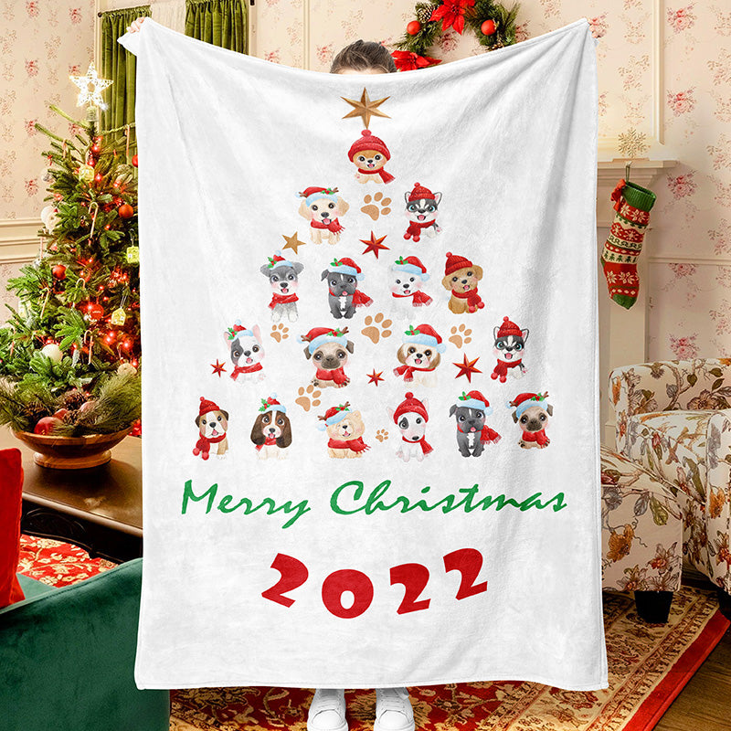 Pet Christmas Tree Cute Christmas Blanket Pug Christmas Tree Blanket