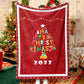 Red Christmas Tree Letters Celebration Blanket