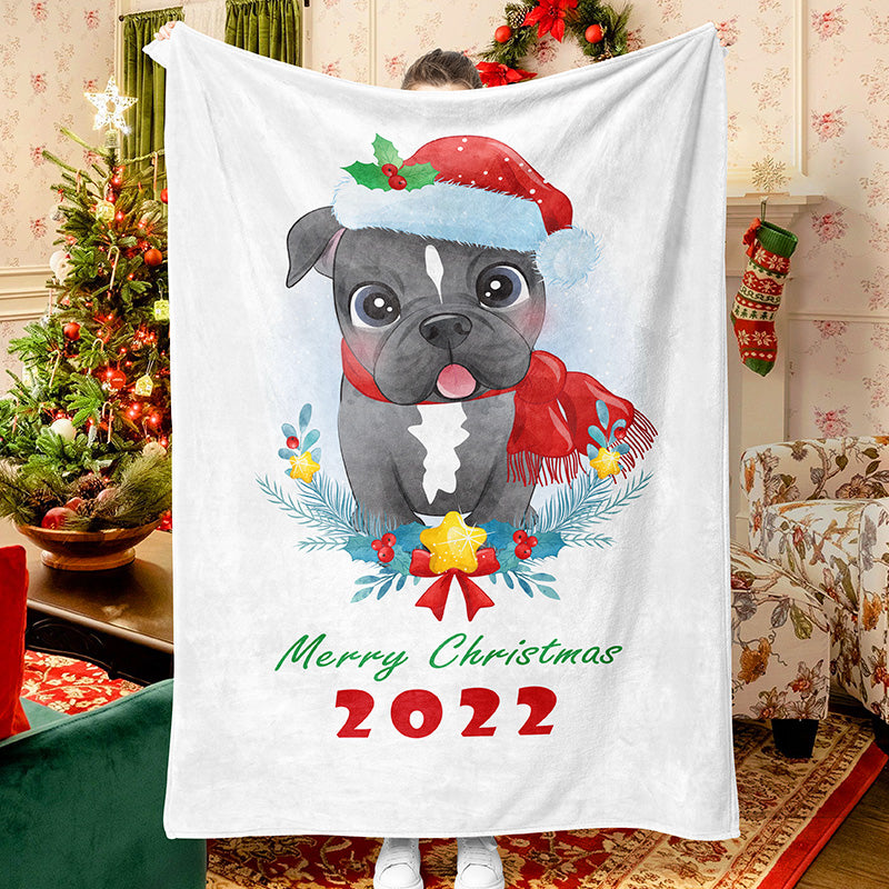 Santa Hat Pet Christmas Memorial Blanket