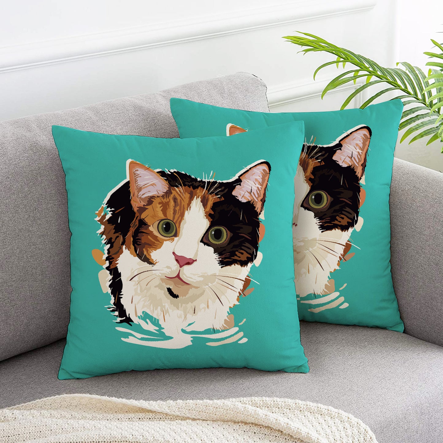 Calico Cat Throw Pillow Cushion Covers