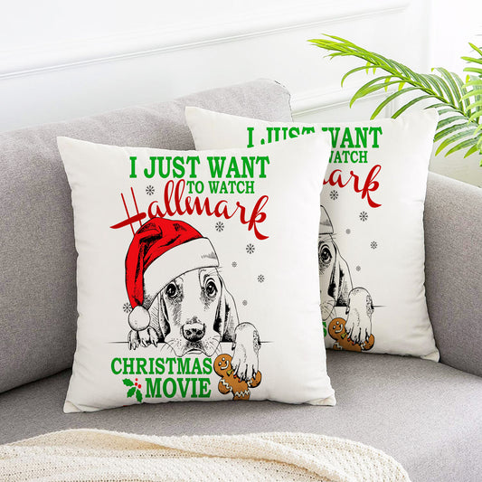 Christmas dog sketch portrait pillow covers 2pcs