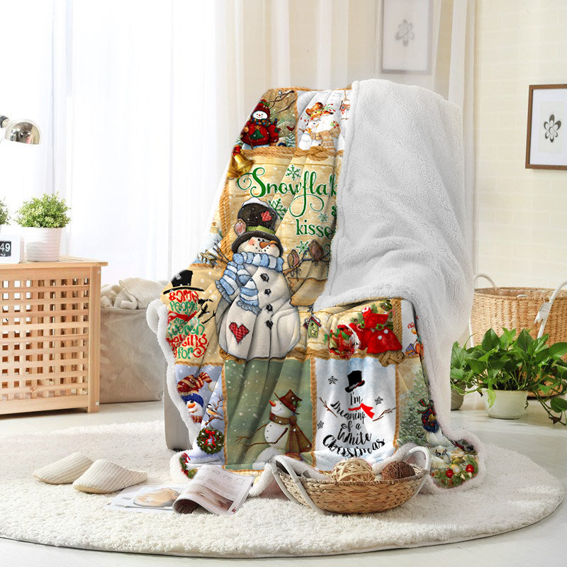 Snowman Gift Love Christmas Fleece Sherpa Blanket Christmas Gift Celebration Christmas Blanket Fleece Sherpa Blanket Snowman Quilt