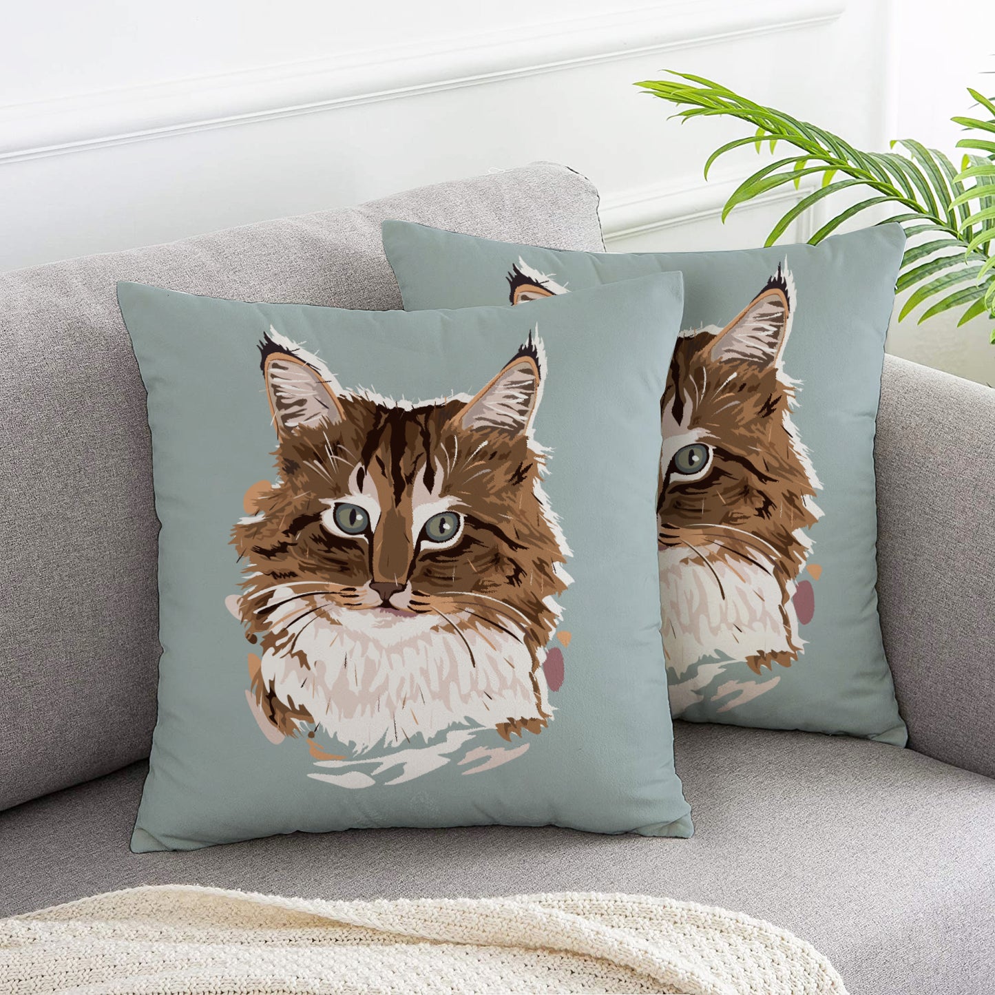 Maine Cat Throw Pillow Cushion Covers